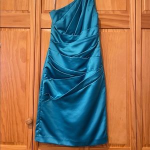 Short One Shoulder Stretch Satin Dress Size 2